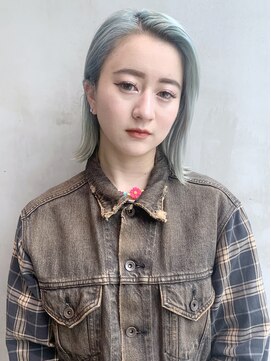 アルバム 銀座(ALBUM GINZA) 切りっぱなしボブ_ラベンダーカラーくびれミディ_28437