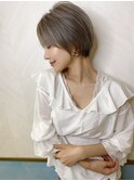 ショート×ハイライト白髪ぼかし×シルキーベージュ[心斎橋]