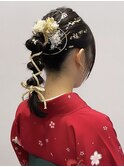 玉ねぎヘア金箔水引きアレンジ袴着付け結婚式花火大会浴衣にも◎