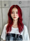 赤 /ブリーチ/こなれミディ/イメチェン