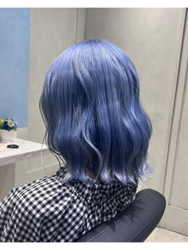 アソビセカンド 原宿(ASOBI 2nd) ダブルカラー/黒髪/ボブルフ/水色/原宿/前髪/韓国