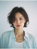 ミルクブラウン/ダークパープル/ナチュラルショート/夏/センター