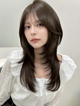 アイトーキョーエス 渋谷(AI TOKYO S) オリーブブラウンブリーチなしダブルカラーハッシュカット透明感
