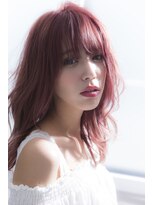 ミエル ヘア 新宿(miel hair)&nbsp;〈mielhair新宿〉ダブルカラー　ピンク　抜け感セミディ