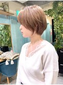 【Lond fleur林】大人美人ショートボブ くびれヘア ベージュ