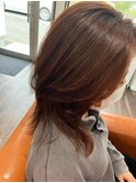 20代30代オレンジカラーミディアムヘアスタイル