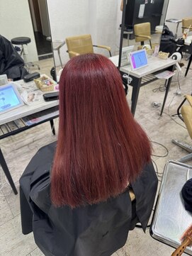 アジールヘア 所沢プロペ通り店(agir hair) ベルベットレッドワンレンケアブリーチ小顔カット所沢練馬韓国