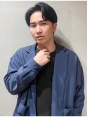 緩めシャドウパーマメンズマッシュウルフカット赤阪波巻きパーマ