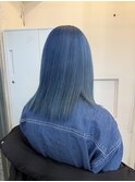 くすみブルー水色ケアブリーチハイトーン