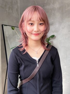 テトヘアー(teto hair) ピンクヘア　ピンクカラー　ピンクベージュ　ウルフ　レイヤー