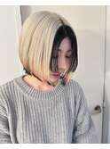 切りっぱなしボブデザインカラーエンドカラー