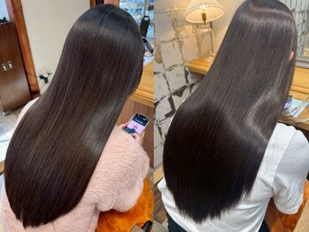 レーヴバイフィガロ(REVE by FIGARO)の写真/【ブリーチ毛でも可能な縮毛矯正】厳選したこだわりの薬剤で髪のお悩みを改善し、うる艶ストレートを実現！