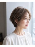 ◇大人40代50代60代ショートボブ丸みショート白髪ぼかし