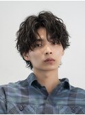 波巻きパーマシャドウメンズフェザーショート