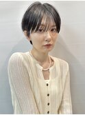 透明感カラー ボブ 前髪 ショート カラー ブリーチ&カラー
