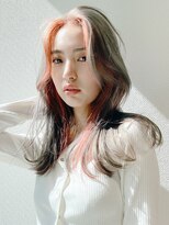 アイティー バイ アルバム 中野店(IT by ALBUM)&nbsp;シルバーインナーコーラルピンク_グレージュカラーボブ_9184