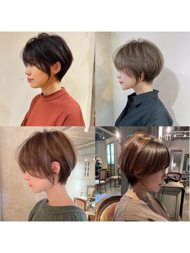 髪質改善と縮毛矯正の専門店 サンティエ(scintiller) 大人綺麗な小顔襟足スッキリショートボブ 30代40代50代