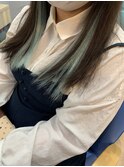 ターコイズブルーインナーロング編込エクステ★