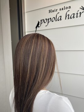 ポポラヘアー(popola hair) ハイライト×ミルクティー