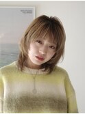 ダブルカラーミルクティーベージュカラーケアブリーチ韓国ボブ