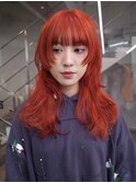 ブラッドオレンジハイトーンウルフロング