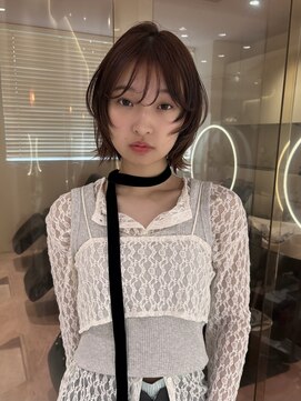 マイル 渋谷(mile) 暗めカラーウォームブラウン×レイヤーボブ