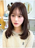 結べるミディアムレイヤー　薄め前髪