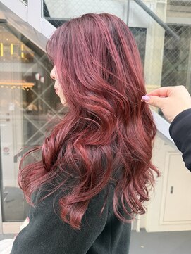 ノラギンザユー(NORA GINZA/U) 暖色カラーボルドーカラー赤チェリーレッドブリーチなしカラー