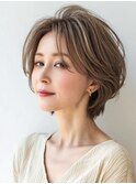 ◇大人可愛い20代30代40代50代前下がりショートボブ丸みショート