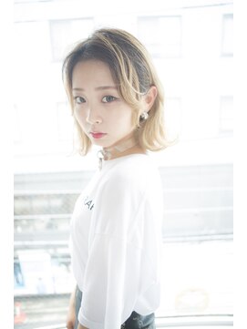 サロンドミルク 原宿(salon de MiLK) 【salon de MiLK 原宿】耳かけ外ハネウェーブ×バレイヤージュ