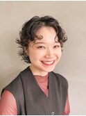 ショート パーマ クルクル ウルフ センターパート