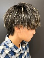 エルマーク(L-MARK) ハイライトメッシュメンズヘアツーブロックマッシュブリーチ