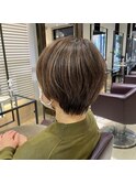 ミルクティーベージュダブルカラーハイライト白髪ぼかし