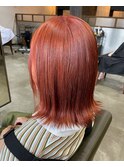 コーラルレッド 切りっぱなしボブ
