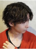 波巻きスパイラルパーマ無造作センターパートウルフ  h