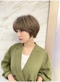 くびれヘア/韓国　フェイスレイヤー　グレージュカラー 髪質改善