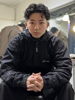 メリケンバーバーショップ フクオカ(MERICAN BARBERSHOP FUK)&nbsp;ハイライトマッシュパーマウルフアッシュブラック