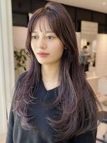韓国ロングレイヤーカット前髪顔まわりカット