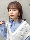 外はねミディアム 顔まわりレイヤー 髪質改善 ニュアンスカラー
