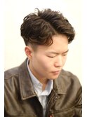 【新富町】メンズビジネスツーブロックパーマフェザー