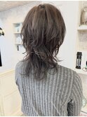福山市Caaryお洒落ロングウルフ立体感レイヤースタイル20代30代