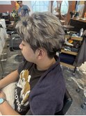 メンズフェザーツーブロックミルクティーベージュエンドカラー