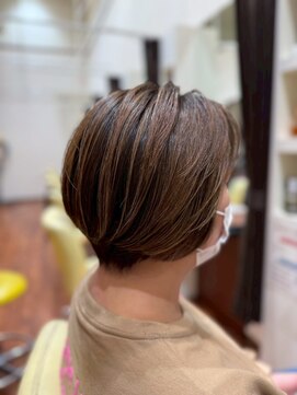 地毛風白髪ぼかしハイライト暗髪カラーミセスヘア