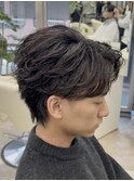 フェザーショートフェザーパーマセンターパート熊本メンズパーマ