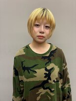 フェンヘアーアイス 中目黒(Fen.hair ici)&nbsp;ハイトーンホワイトブロンド×韓国風切りっぱなし小顔ボブ