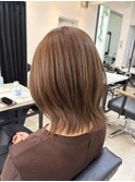 大人可愛いレイヤーボブくびれヘアくびれボブベージュ20代30代