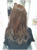 【　セミロング　】　インナーブリーチ×ホワイトカーキアッシュ