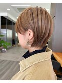 大人ラフウェーブ20代30代40代ボブブラウンスウィングショート