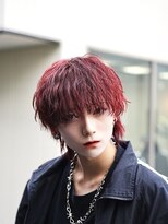 ポプルス(popls)&nbsp;マッシュウルフ/メンズウルフ/ウルフカット/赤髪ウルフ/波巻き