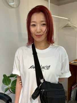  fit stand 千葉/ショートボブ/カット/パーマ/ダブルカラー/トリートメント/縮毛矯正 イメチェン/ピンクベージュ/アンブレラカラー[千葉]